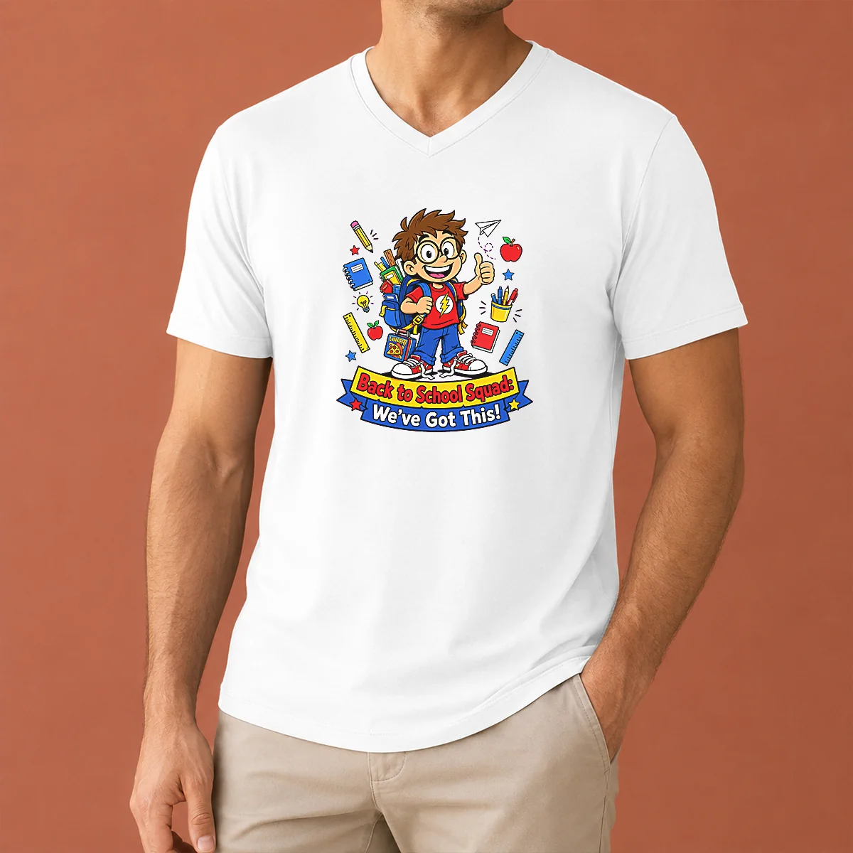 Pretty Awesome Back To School Cartoon V-Neck Shirt Pretty Awesome Back To School Cartoon V-Neck Shirt