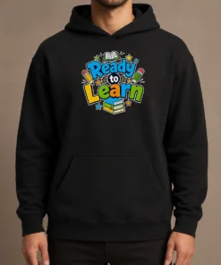 Pretty Back To School Ready To Learn Typography Hoodie
