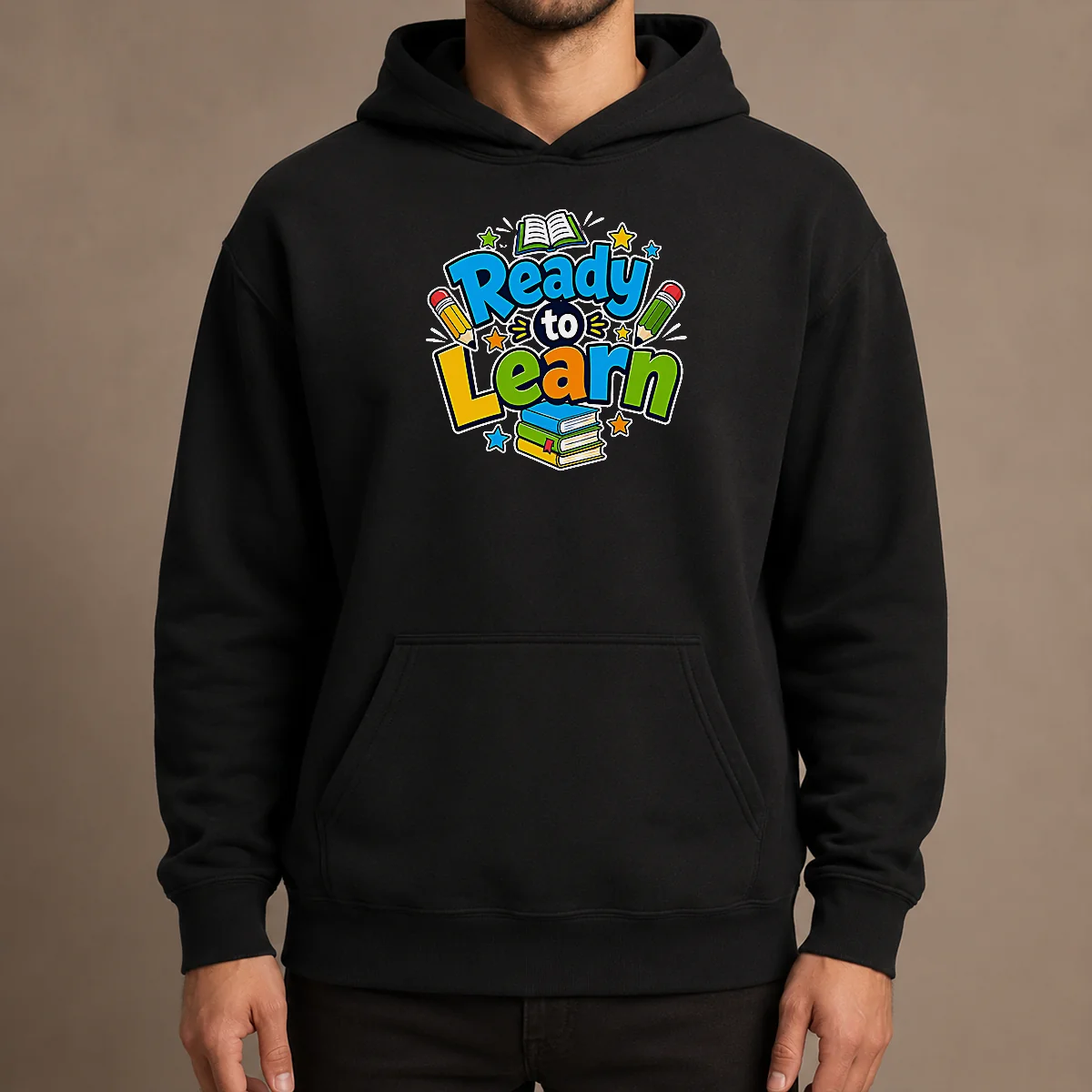 Pretty Back To School Ready To Learn Typography Hoodie