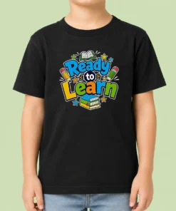 Pretty Back To School Ready To Learn Typography Kids T-Shirt