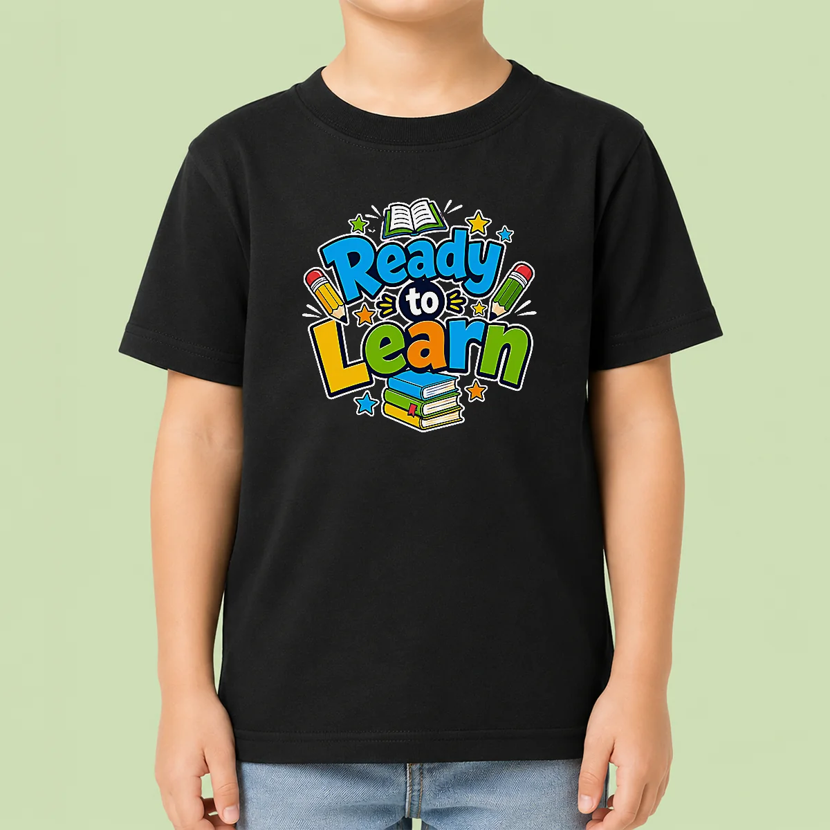 Pretty Back To School Ready To Learn Typography Kids T-Shirt