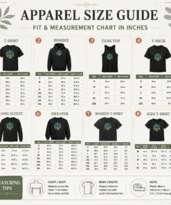 Size chart for Pretty Back To School Ready To Learn Typography with measurements in inches and cm