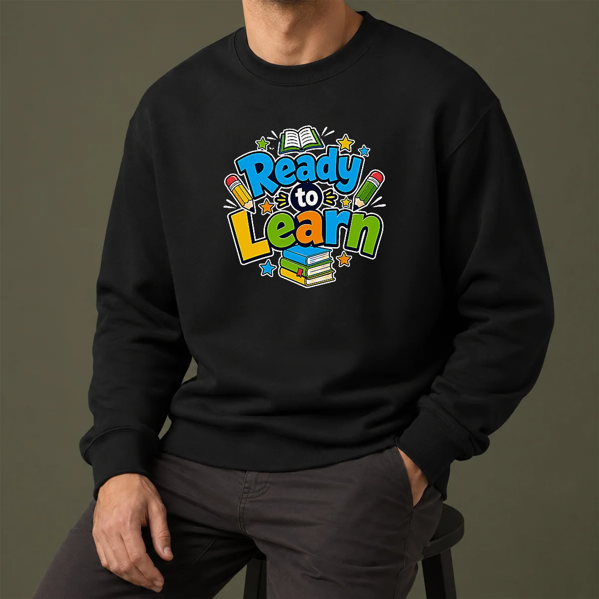 Pretty Back To School Ready To Learn Typography Sweater