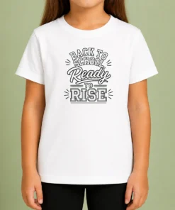 Pretty Back To School Ready To Rise Line Art Kids T-Shirt