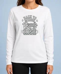 Pretty Back To School Ready To Rise Line Art Long Sleeve Shirt