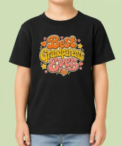 Pretty Best Grandparents Ever Groovy Retro Kids T Shirt in colorful retro style on a children's cotton tee