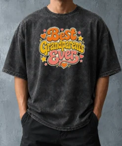 Pretty Best Grandparents Ever Groovy Retro Washed T-Shirt