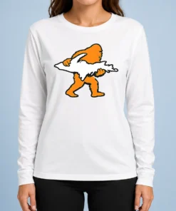 Pretty Bigfoot Holding UP Of Michigan Upper Peninsula long sleeve shirt featuring a detailed graphic on a comfortable cotton fabric