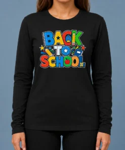 Pretty Exciting Back To School Silhouette For Students Long Sleeve Shirt