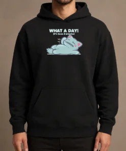 Pretty Exhausted Cartoon Cat Lying Down What A Day It'S Been 5 Minutes Hoodie