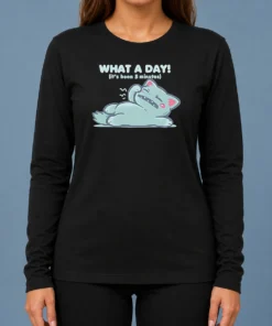 Pretty Exhausted Cartoon Cat Lying Down What A Day It'S Been 5 Minutes Long Sleeve Shirt