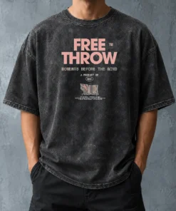 Pretty Free Throw Moments Before The Wind A Product Of Wax Promotional Barcode Label Washed T Shirt showing front view of soft washed cotton tee