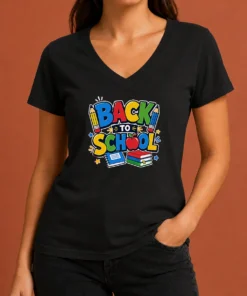 Pretty Fun Back To School Typography V-Neck Shirt