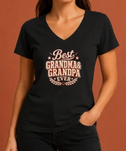 Pretty Grandparents Day Best Ever Vintage Vector V-Neck Shirt