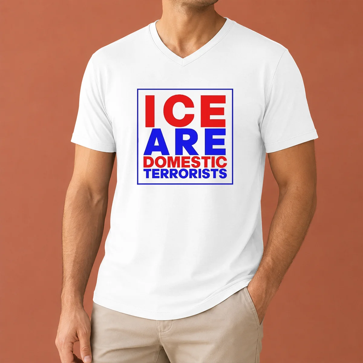 Pretty ICE Are Domestic Terrorists V-Neck Shirt Pretty ICE Are Domestic Terrorists V-Neck Shirt