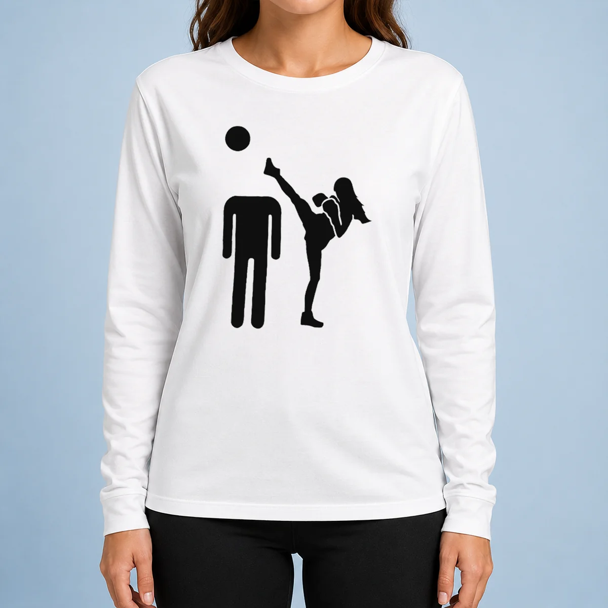 Pretty Kick Him Funny Long Sleeve Shirt