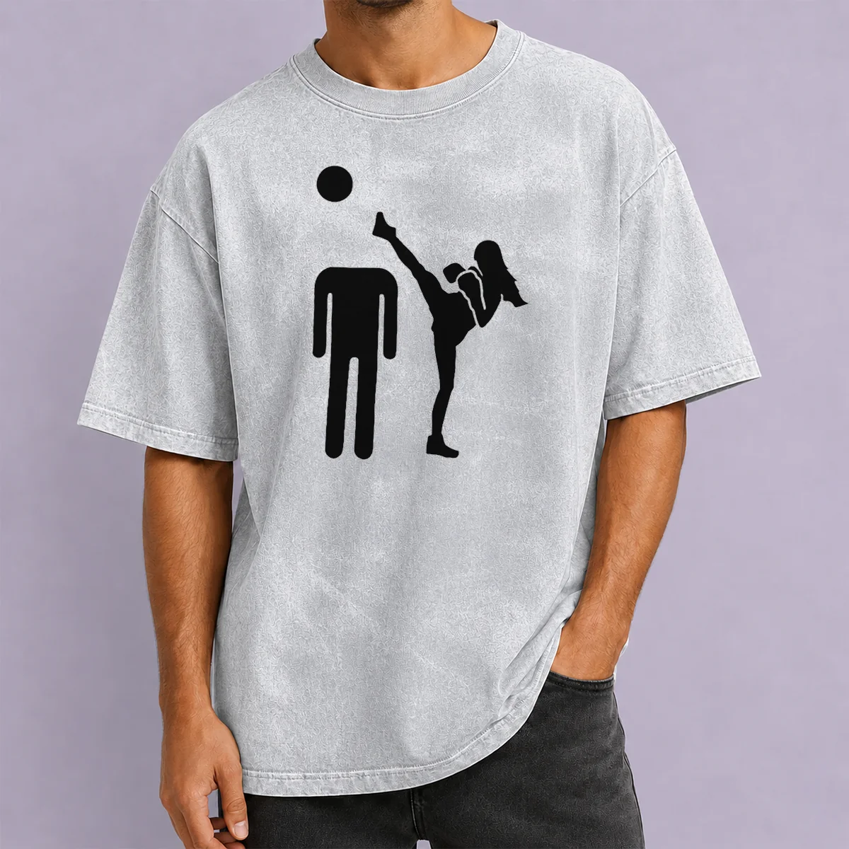 Pretty Kick Him Funny Washed T-Shirt