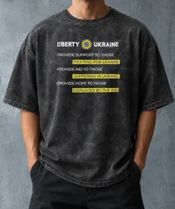 Pretty Liberty Ukraine Support Aid And Hope For Those Affected By The War Washed T Shirt in soft washed cotton fabric