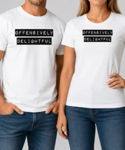 Pretty Offensively Delightful t shirt in classic fit, short sleeve cotton tee with bold graphic print