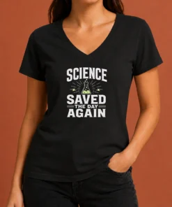 Pretty Official Science Saved The Day Again Geek V-Neck Shirt