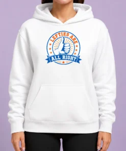 Pretty Original Lefties ARE ALL RIGHT Hoodie in black with front pocket and drawstring hood