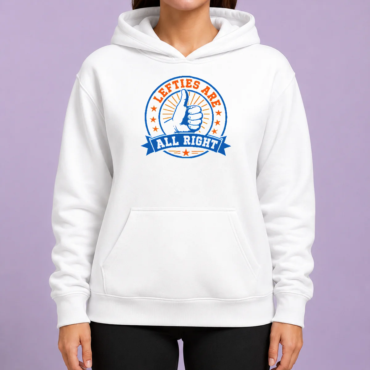 Pretty Original Lefties ARE ALL RIGHT Hoodie in black with front pocket and drawstring hood