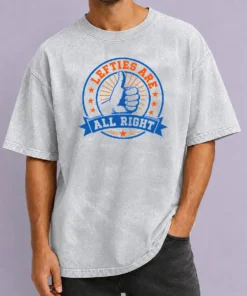Pretty Original Lefties ARE ALL RIGHT Washed T Shirt in soft cotton with vintage washed finish