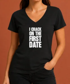 Pretty Premium I Crack On The First Date Dating Humor V-Neck Shirt