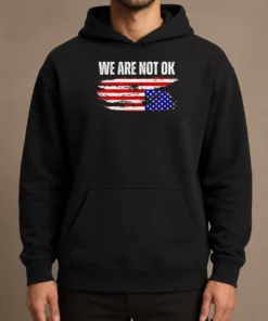 Pretty Premium We Are Not Ok American Flag Patriotic Sentiment Political Protest Statement Hoodie