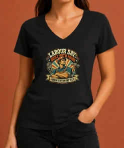 Pretty Retro Labour Day Celebration Pride Worker V-Neck Shirt