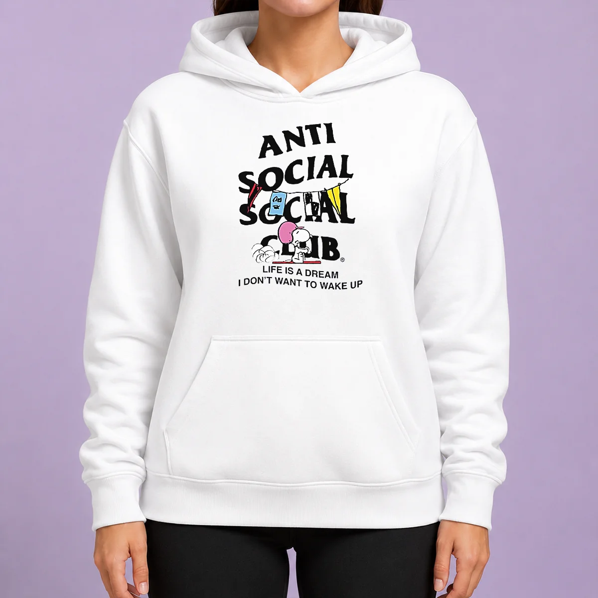 Pretty Snoopy Anti Social Club Life Is A Dream I Don'T Want To Wake Up Hoodie