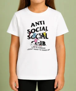 Pretty Snoopy Anti Social Club Life Is A Dream I Don'T Want To Wake Up Kids T-Shirt