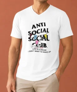 Pretty Snoopy Anti Social Club Life Is A Dream I Don'T Want To Wake Up V-Neck Shirt