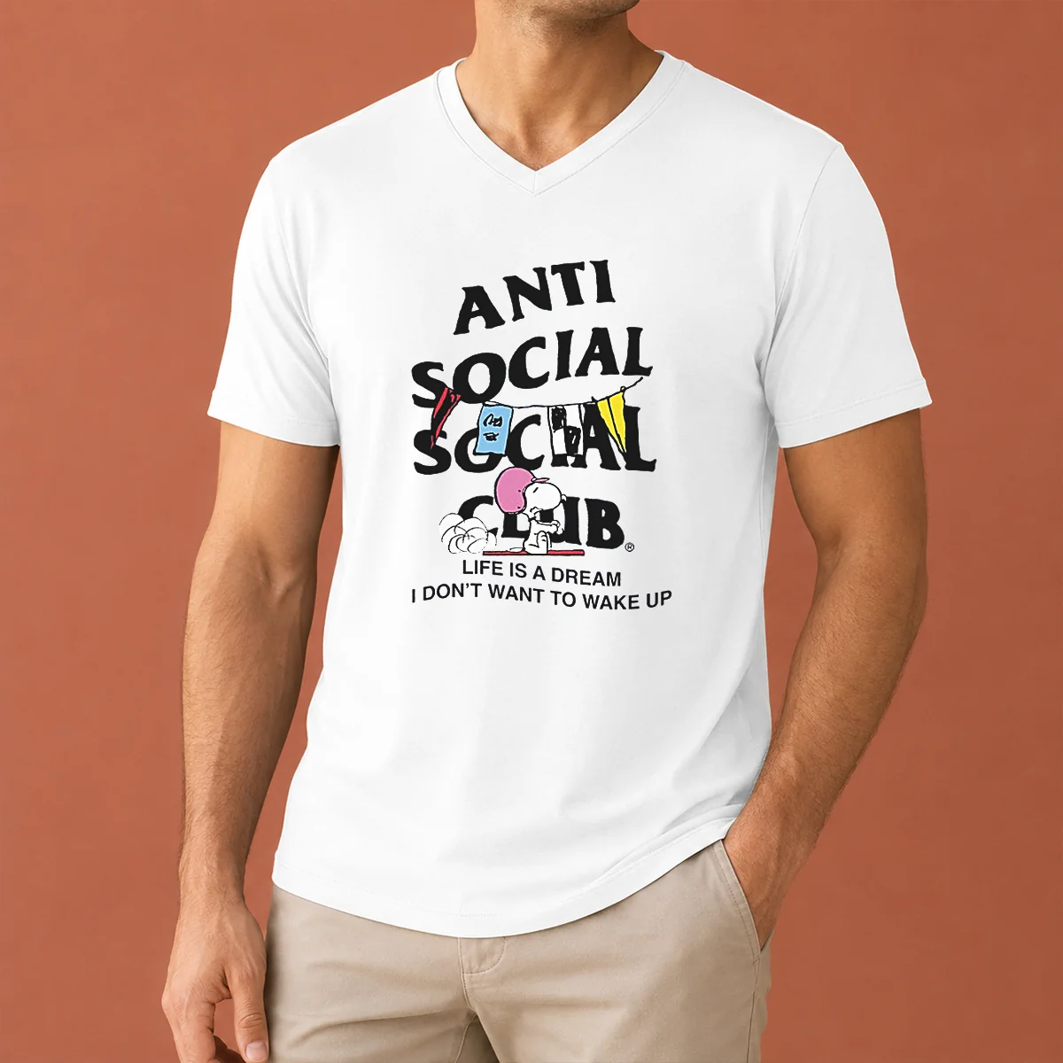 Pretty Snoopy Anti Social Club Life V-Neck Shirt Pretty Snoopy Anti Social Club Life V-Neck Shirt