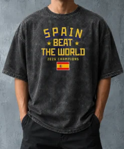Pretty Spain Beat The World 2026 Champions Soccer Washed T-Shirt