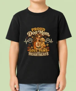 Proud Dog Mom Heartbeat Paw Prints Vintage Kids T-Shirt