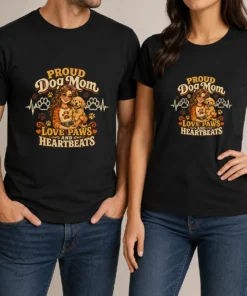 Proud Dog Mom Heartbeat Paw Prints Vintage Shirt