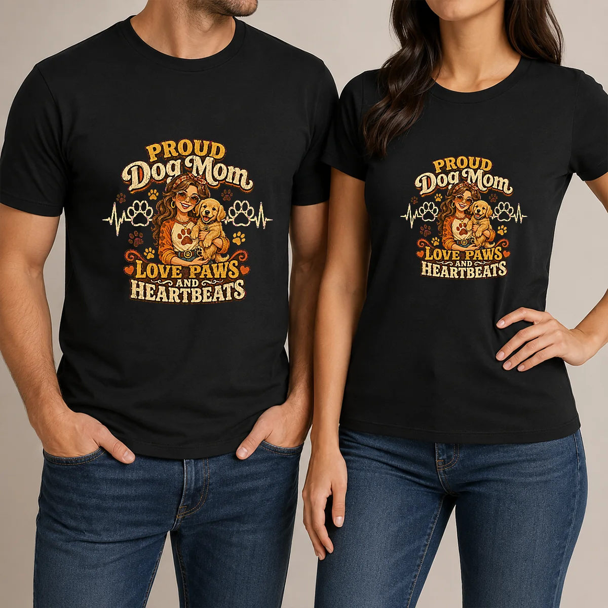 Proud Dog Mom Heartbeat Paw Prints Shirt Proud Dog Mom Heartbeat Paw Prints Shirt
