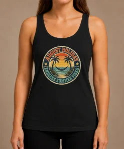 Top Awesome August Holiday Vintage Badge Summer Escape Tank Top