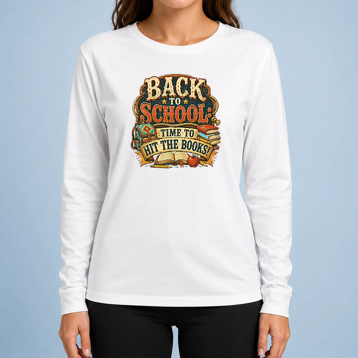 Top Back To School Excitement Western Vintage long sleeve shirt with retro design and classic fit