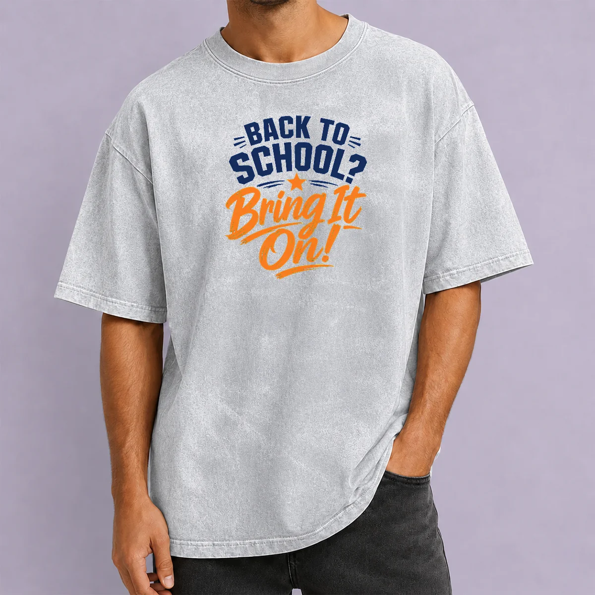 Top Back To School Motivational Vector Students And Teacher printed on a soft washed t shirt in light gray color