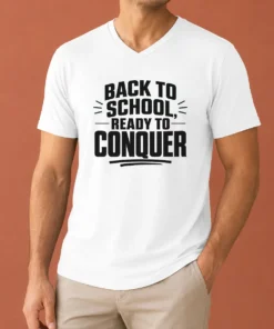 Top Back To School Ready To Conquer Minimalist V-Neck Shirt