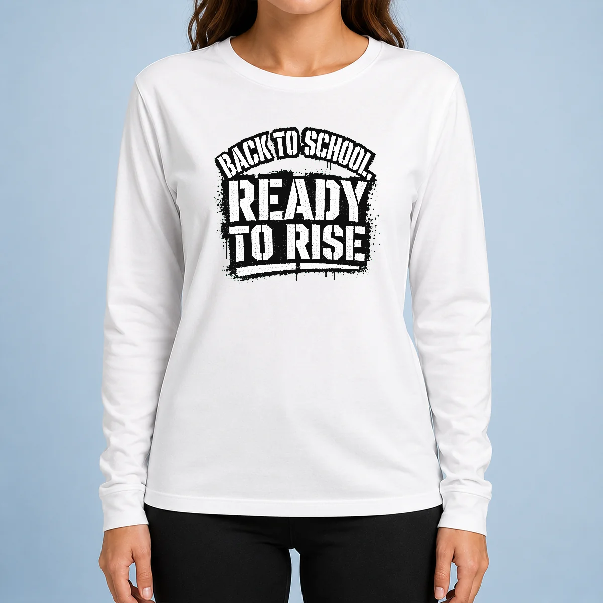 Top Back To School Stencil Tee With Motivational Hope Slogan Long Sleeve Shirt