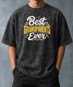 Top Best Grandparents Ever Silhouette Washed T-Shirt