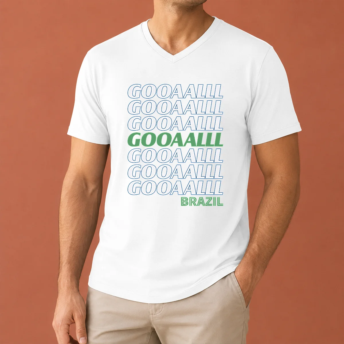 Top Brazil Soccer Fan Gear Gooaaalll V-Neck Shirt Top Brazil Soccer Fan Gear Gooaaalll V-Neck Shirt