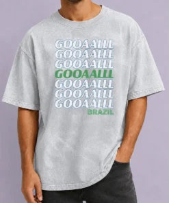Top Brazil Soccer Fan Gear Gooaaalll Washed T-Shirt