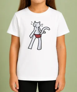 Top Catvin Klein Parody Cat Drawing Kids T Shirt featuring a playful cat graphic on a comfortable kids short sleeve tee
