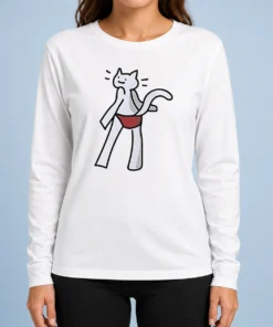 Top Catvin Klein Parody Cat Drawing Long Sleeve Shirt featuring a playful cat graphic on a comfortable long sleeve garment