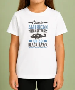 Top Classic American UH 60 Black Hawk Helicopter Kids T-Shirt