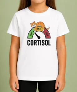 Top Cortisol Cat Lying On Low Mid High Gauge Kids T-Shirt